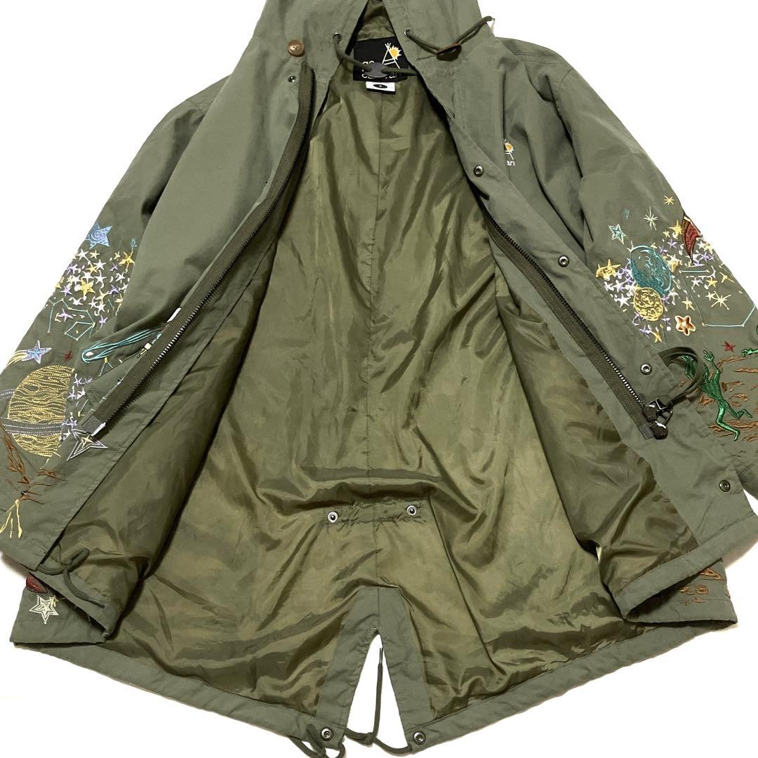 goslowcaravanゴースローキャラバン　ナイロンパネル刺繍モッズコート