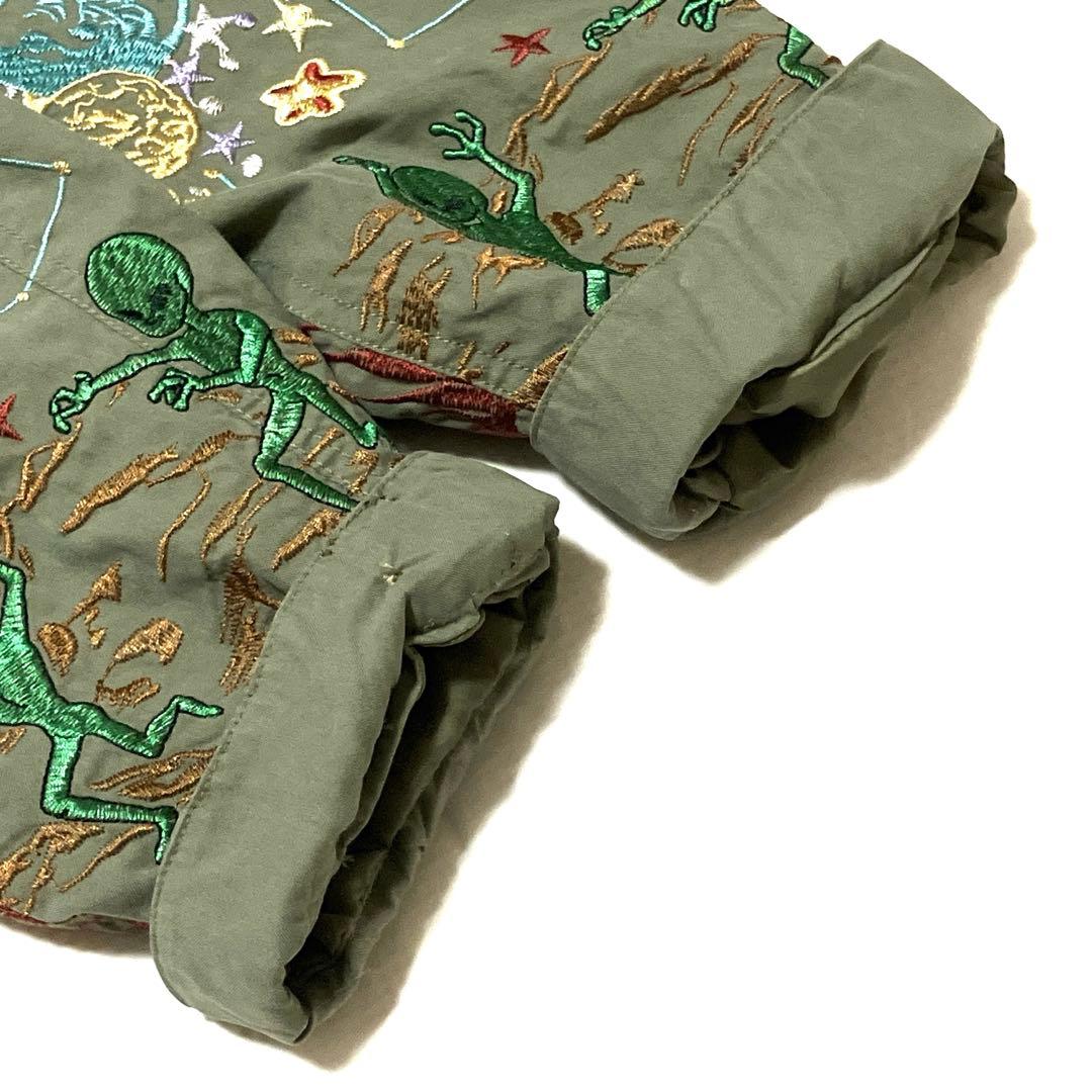 goslowcaravanゴースローキャラバン　ナイロンパネル刺繍モッズコート