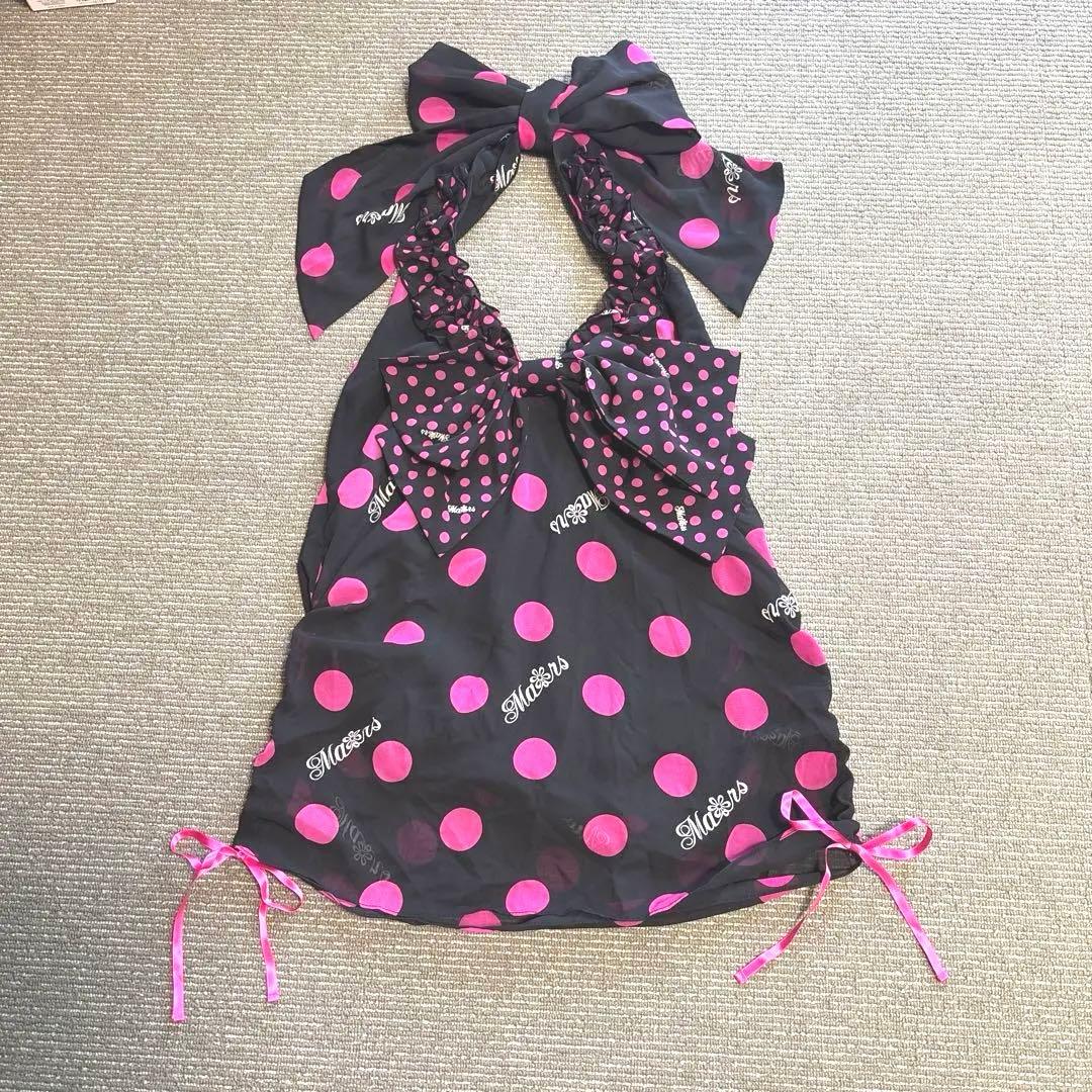 MARS水玉ドット柄リボン付きホルターネックキャミソールY2K平成ギャル姫ギャル