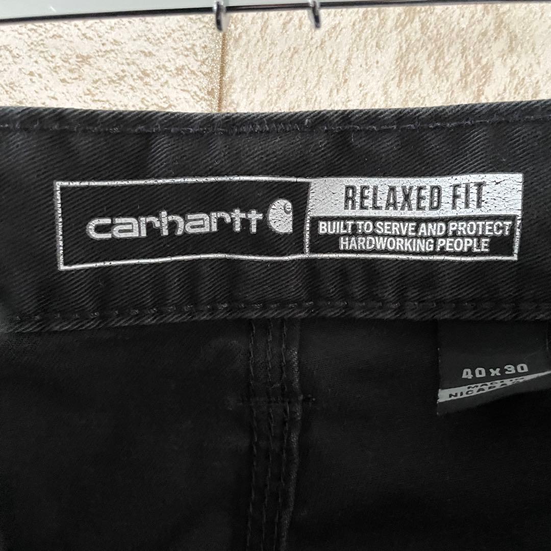 カーハート ワークパンツ 刺繍ロゴ ブラック 黒 40×30