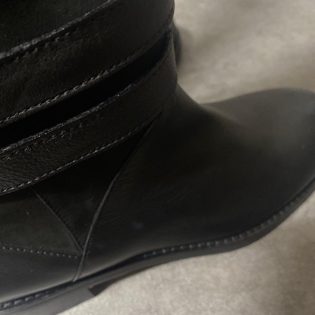 JIMMY CHOO ロングブーツ アーモンドトゥ スエード レザー 38 黒