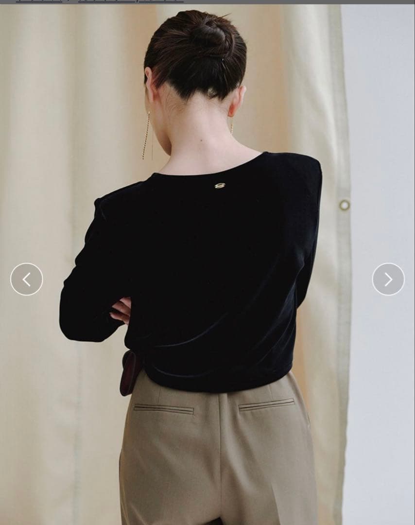 ánuans黒 ベルベット 長袖 クロップド トップス