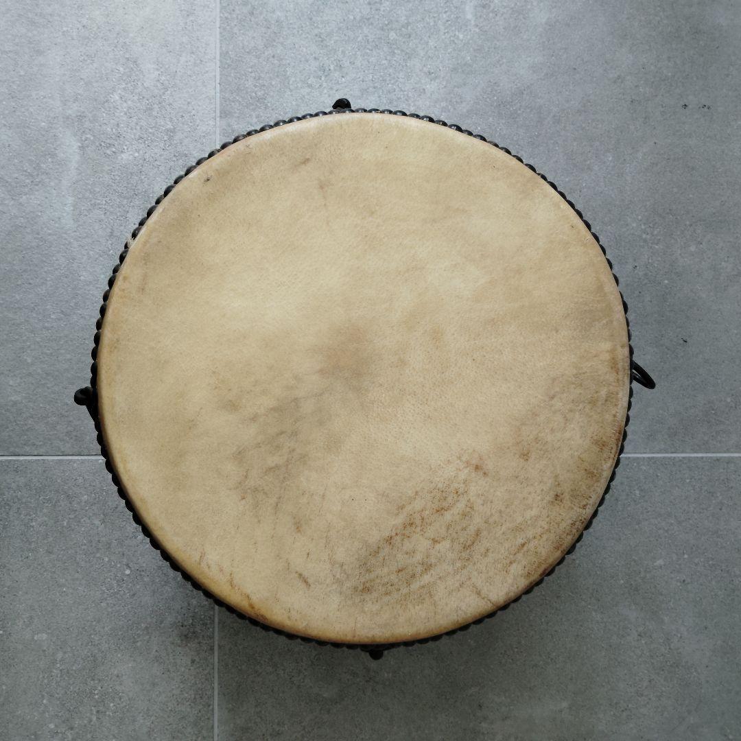和太鼓 長胴 一尺 φ30cm 木製皮張 鉄製取手4箇所 撥 台付セット