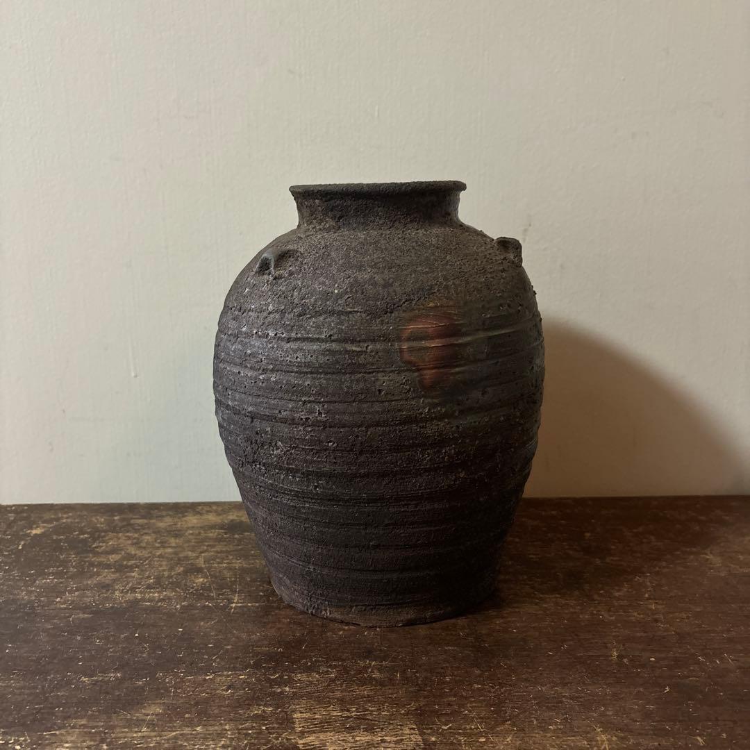 景色の良い窯変備前壺　花器　骨董　古道具　アンティーク　古民芸　古陶磁　検:李朝