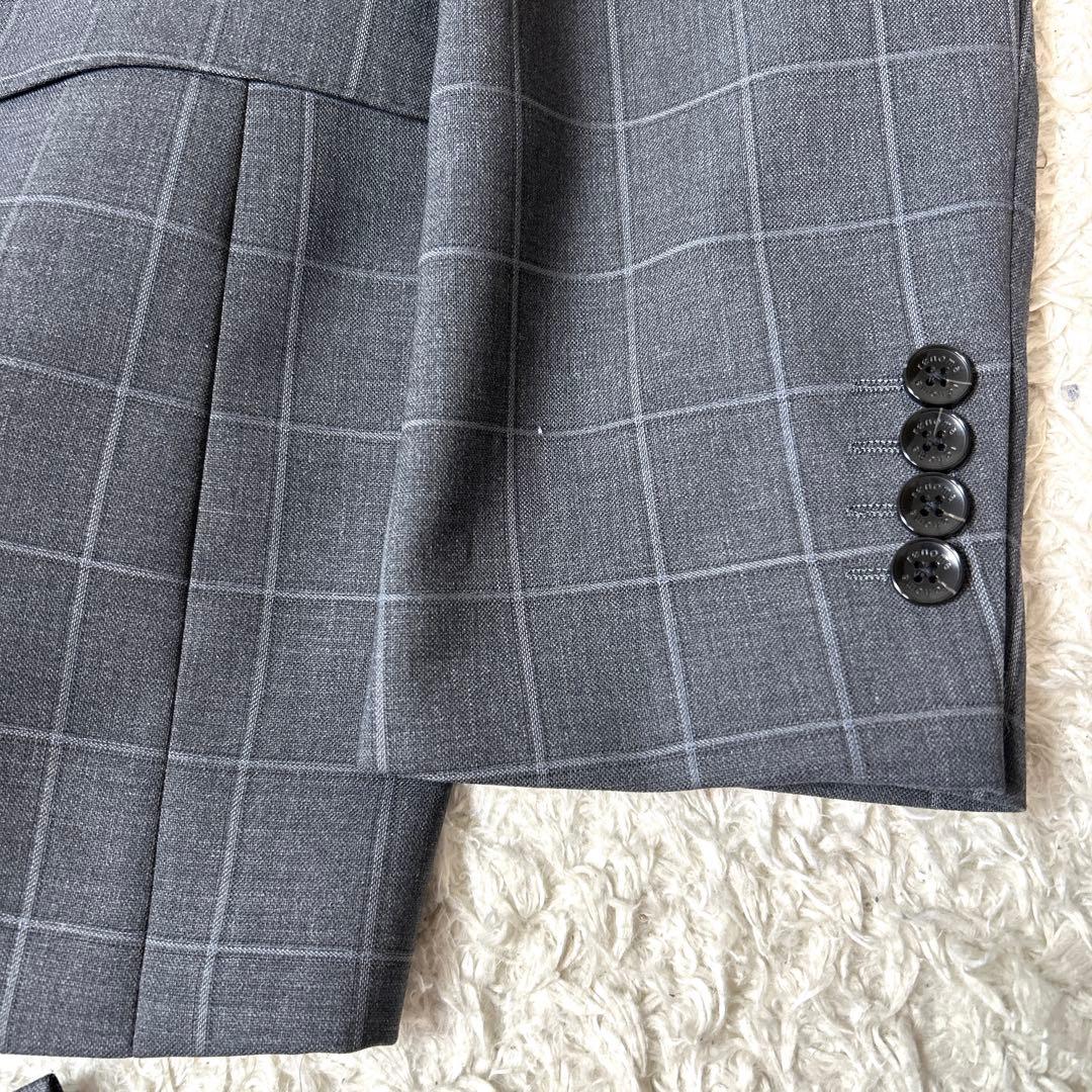 【極美品】renoma HOMME セットアップスーツ グレーチェック XL