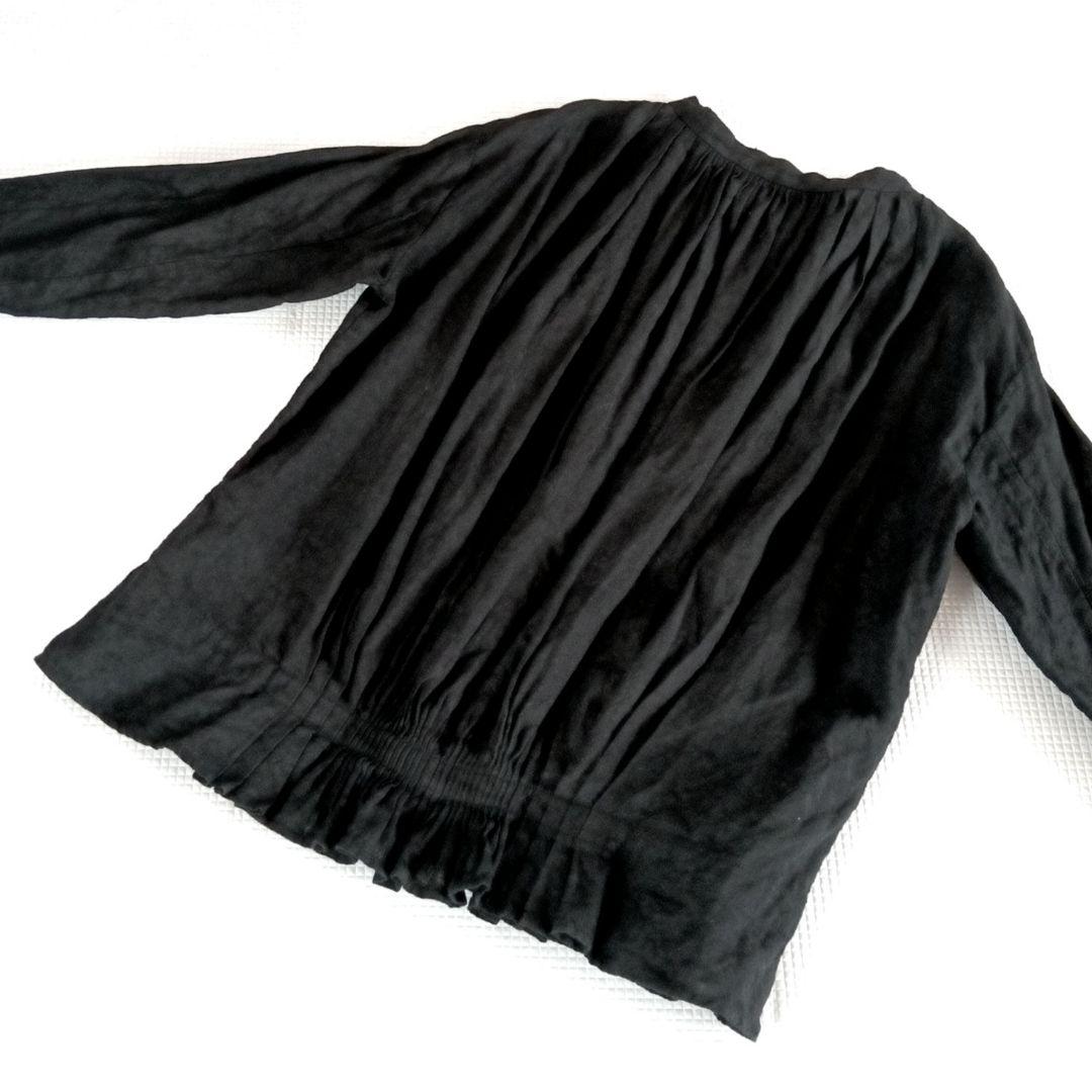 R&D.M.Co- オールドマンズテーラー リネン ブラウス タック ブラック