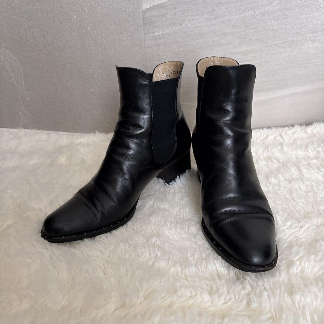サルヴァトーレ フェラガモ サイドゴアブーツ 黒 レザー 24〜24.5cm