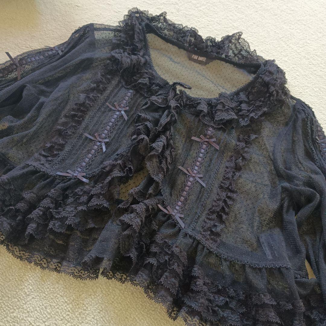 PINKHOUSE ドット チュール フリフリ ブラウス