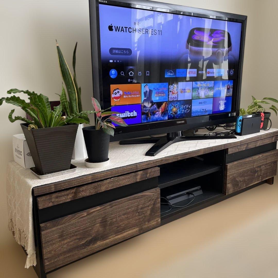 10日で出品終了！ダークブラウン 木製 テレビ台 引き出し式