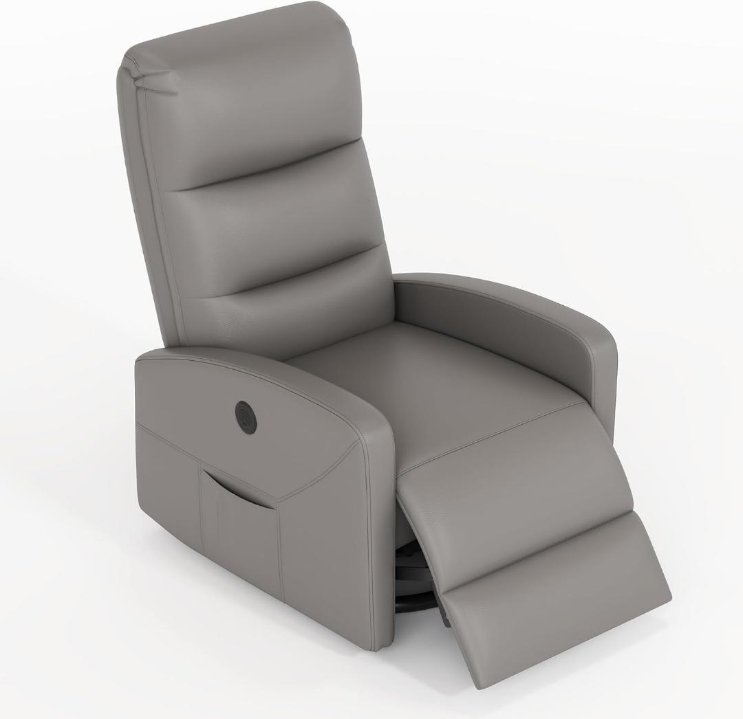 【新品・未使用】電動リクライニングソファ シングルチェア グレー