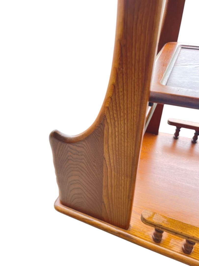 HR603 希少デザイン　カリモク家具　キッチンワゴン　サイドワゴン　ラタン