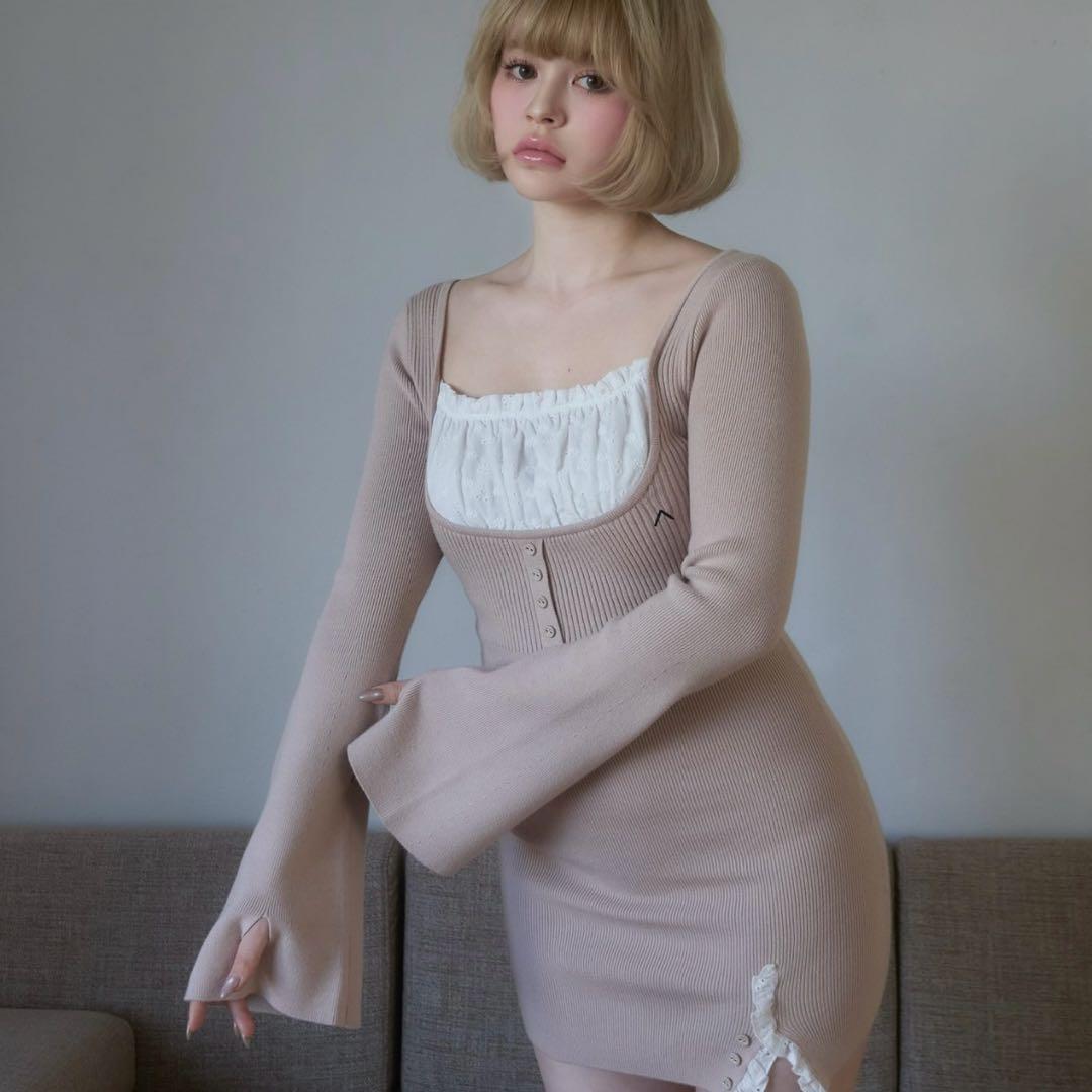 ワンピース Poppy lace mini dress andmary