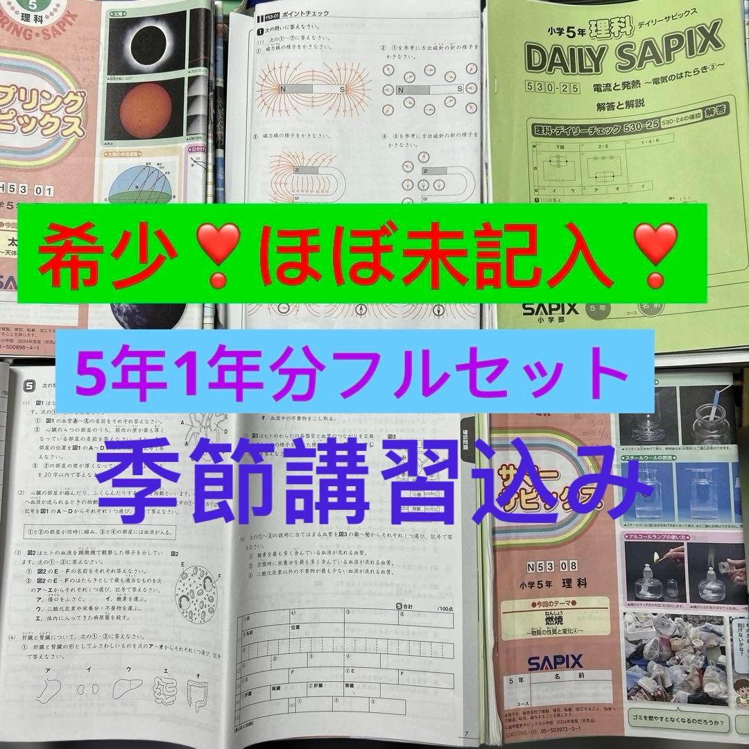 ㉔A サピックス　SAPIX 5年　理科　一年分フルセット　季節講習込み　美品