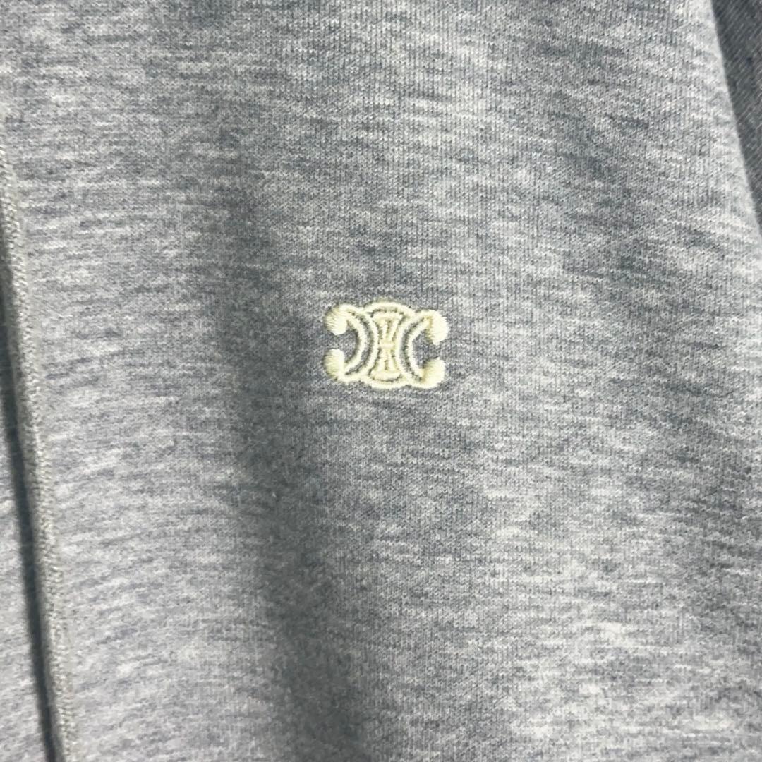 11753【美品】セリーヌ ワンポイント 刺繍ロゴ トリオンフ パーカー グレー