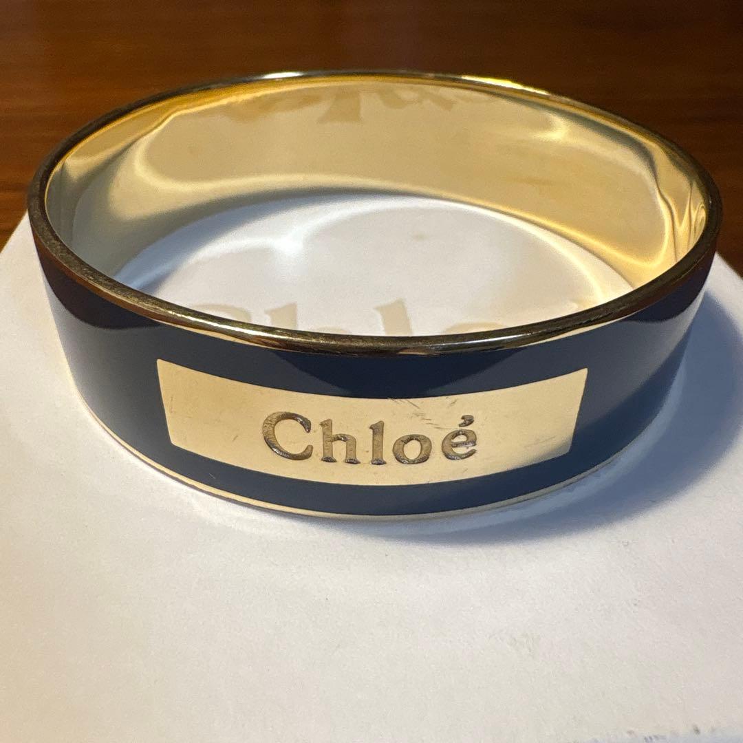 Chloé バングル ネイビー・ゴールド 内径約7.5cm