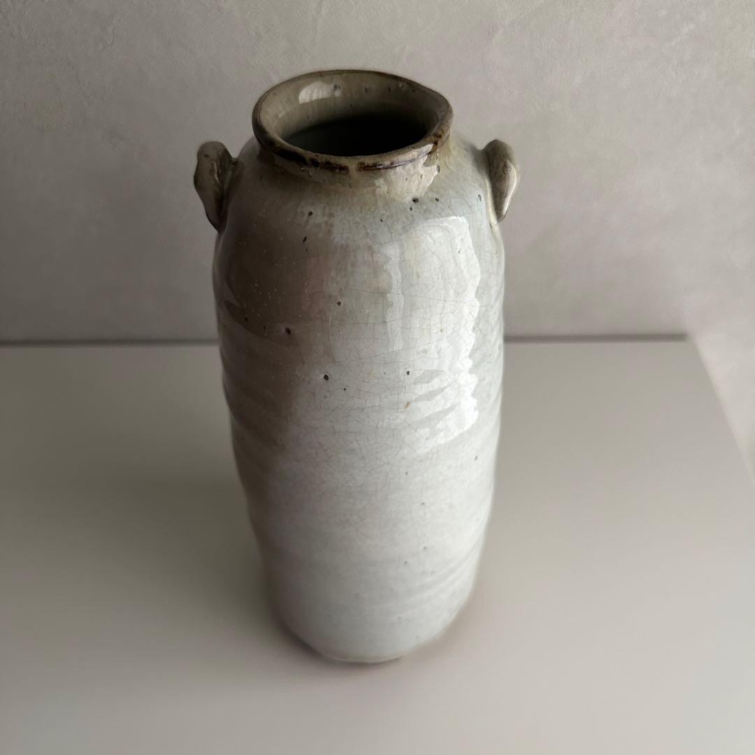 岡田裕 萩 窯変 耳付き 花器 花入 共箱