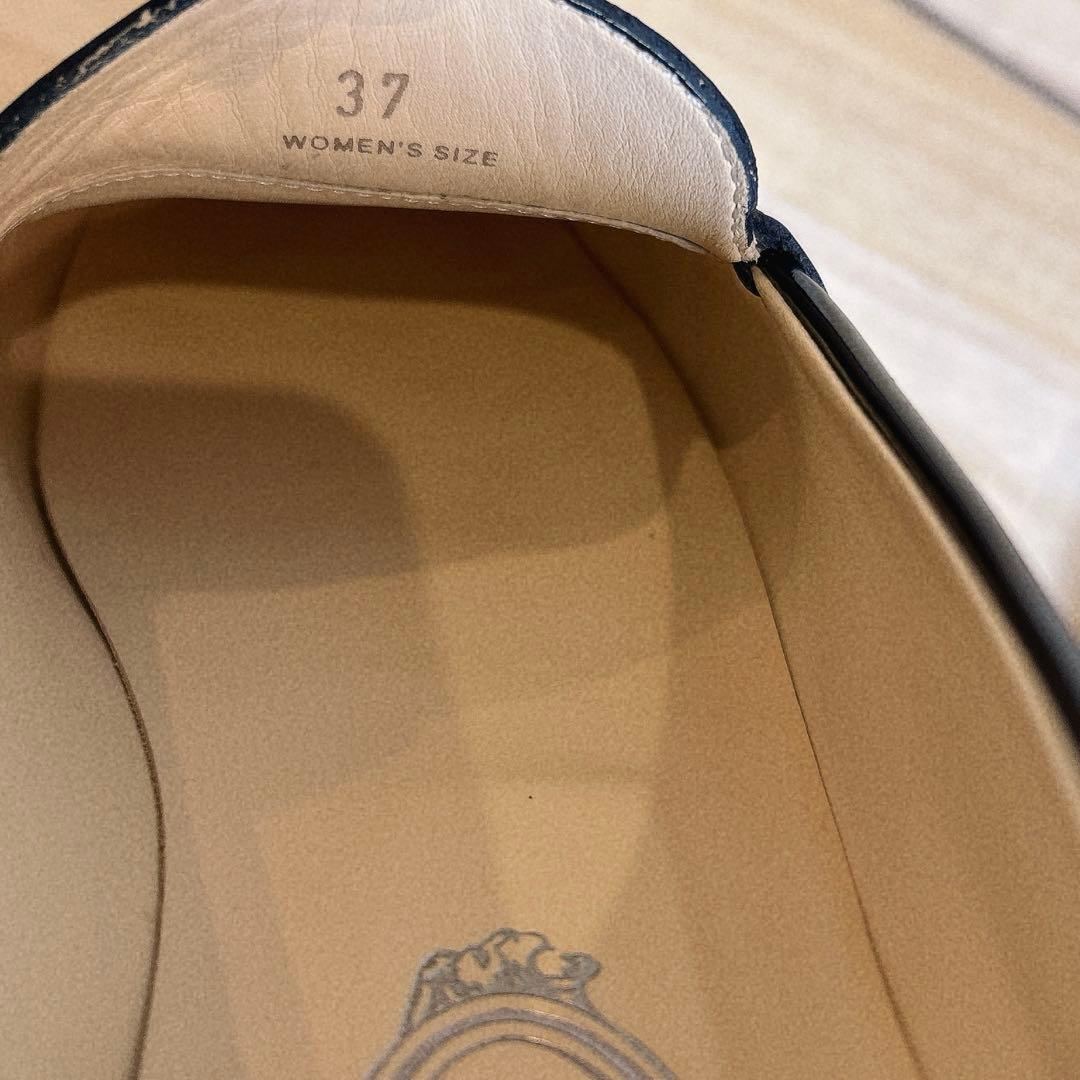 TOD’S トッズ ローファー パテント ロゴ刻印　24cm ネイビー