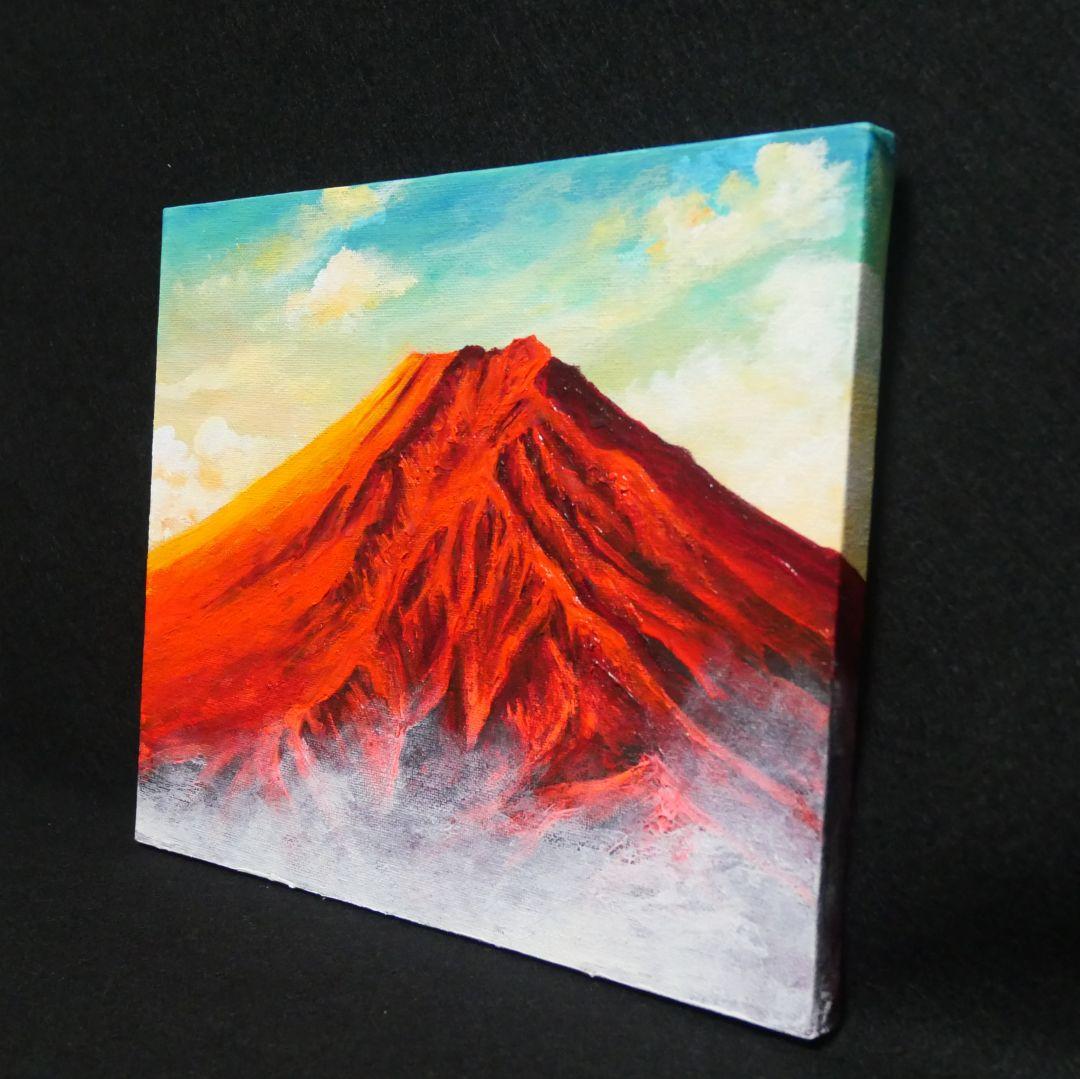 油絵 油彩 油彩画 絵 絵画 【朝焼けの紅富士】