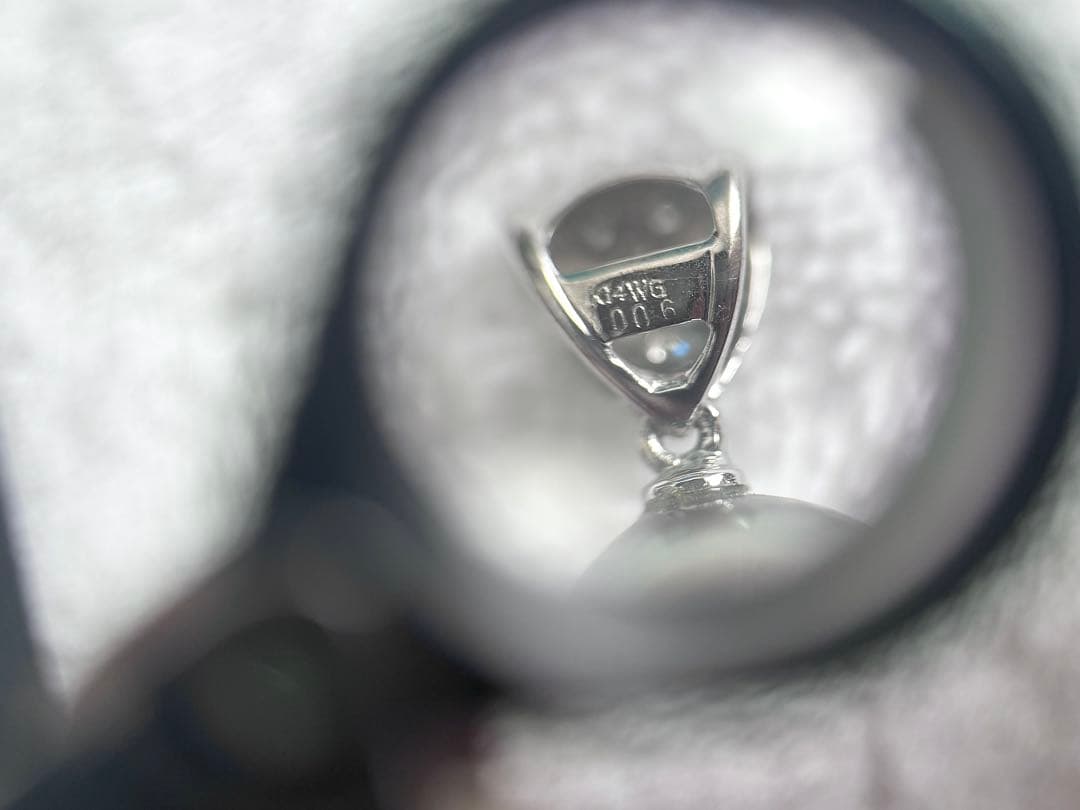 年末セールk14wg黒蝶真珠ダイヤペンダントトップ大粒オーロラオーシャンブルー