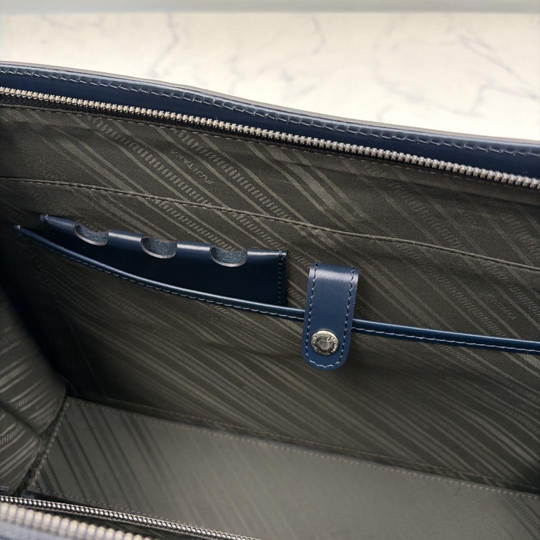 【良品】FUJITAKA フジタカ 本革 ビジネスバッグ B4 2way 紺