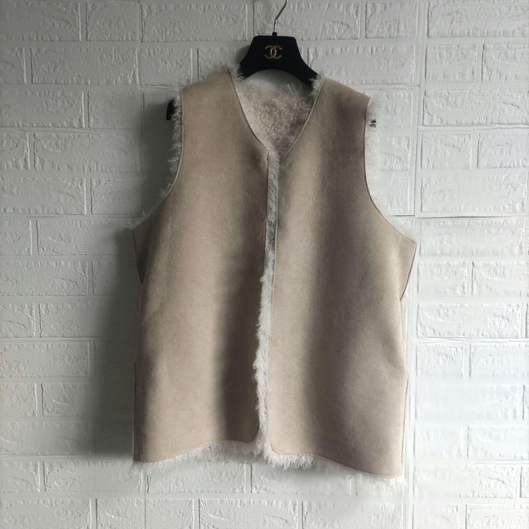 美品✨RISLEY 　リズレー　Vネックファー ジレ　ムートン　　ベスト