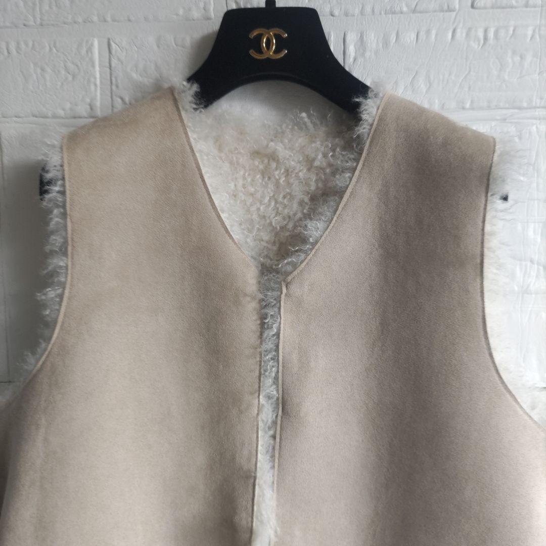 美品✨RISLEY 　リズレー　Vネックファー ジレ　ムートン　　ベスト