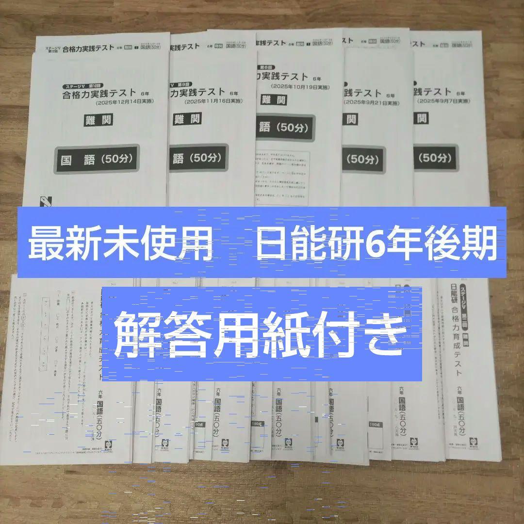 【最新·未使用】日能研6年 合格力育成·合格力実践テスト後期フルセット全12回