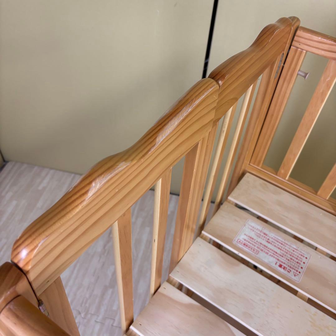 ☆除菌清掃済☆　大和屋　パタン　折りたたみミニベビーベッド　すのこ　ナチュラル