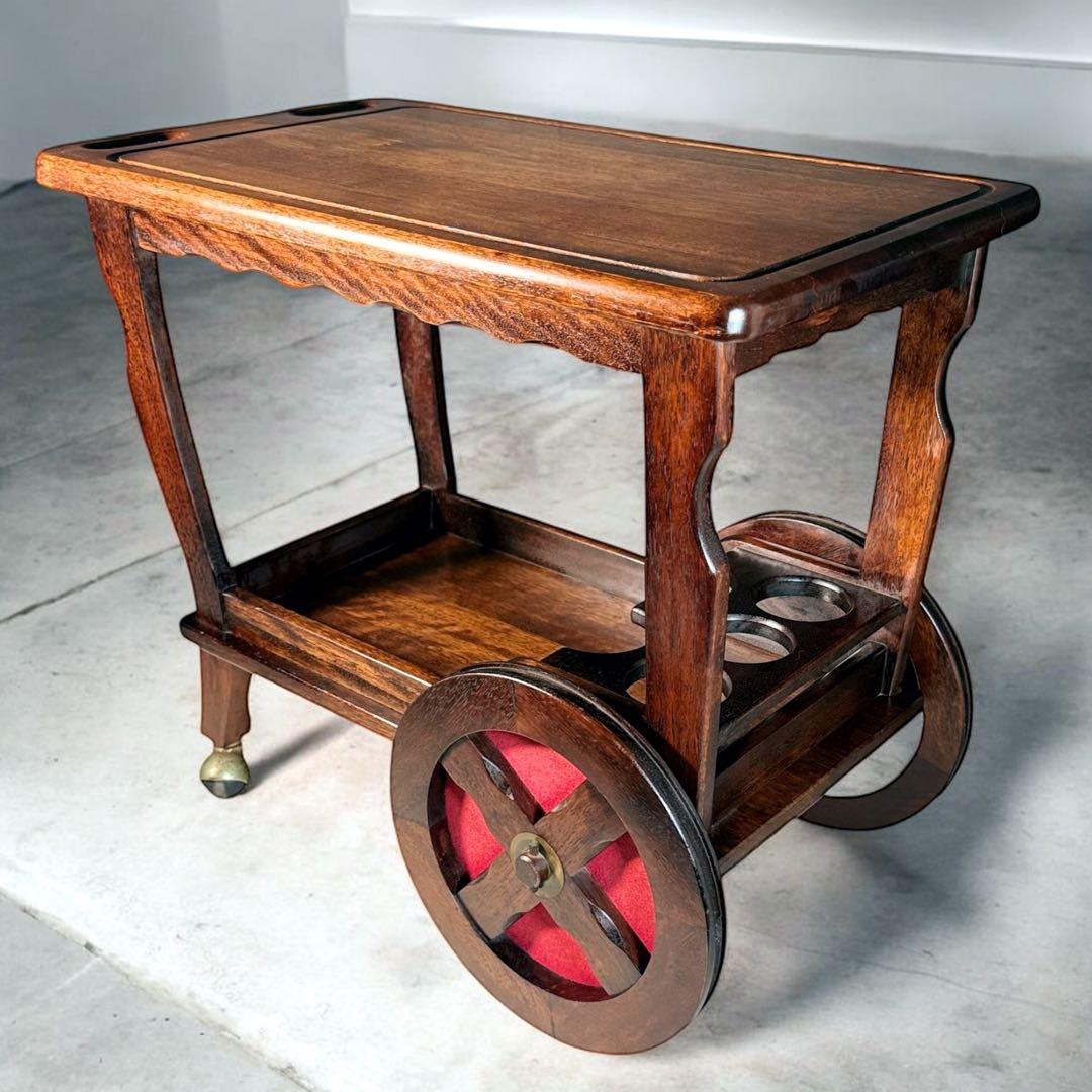 HR693 オールドカリモク　古いkarimoku ワインキャスター　ワゴン