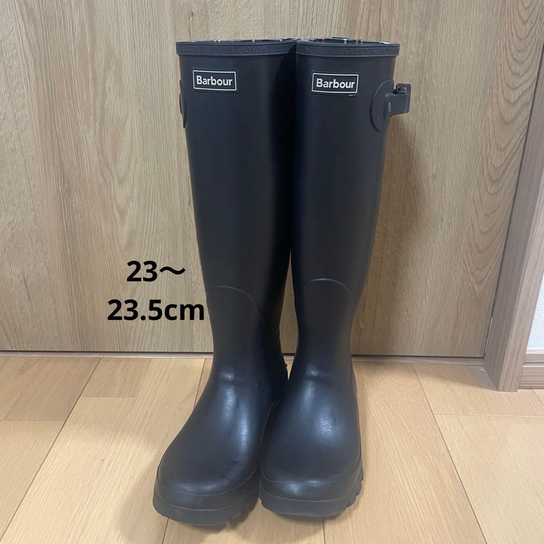 【未使用品】Barbour UK4 サイドベルト ロングレインブーツ