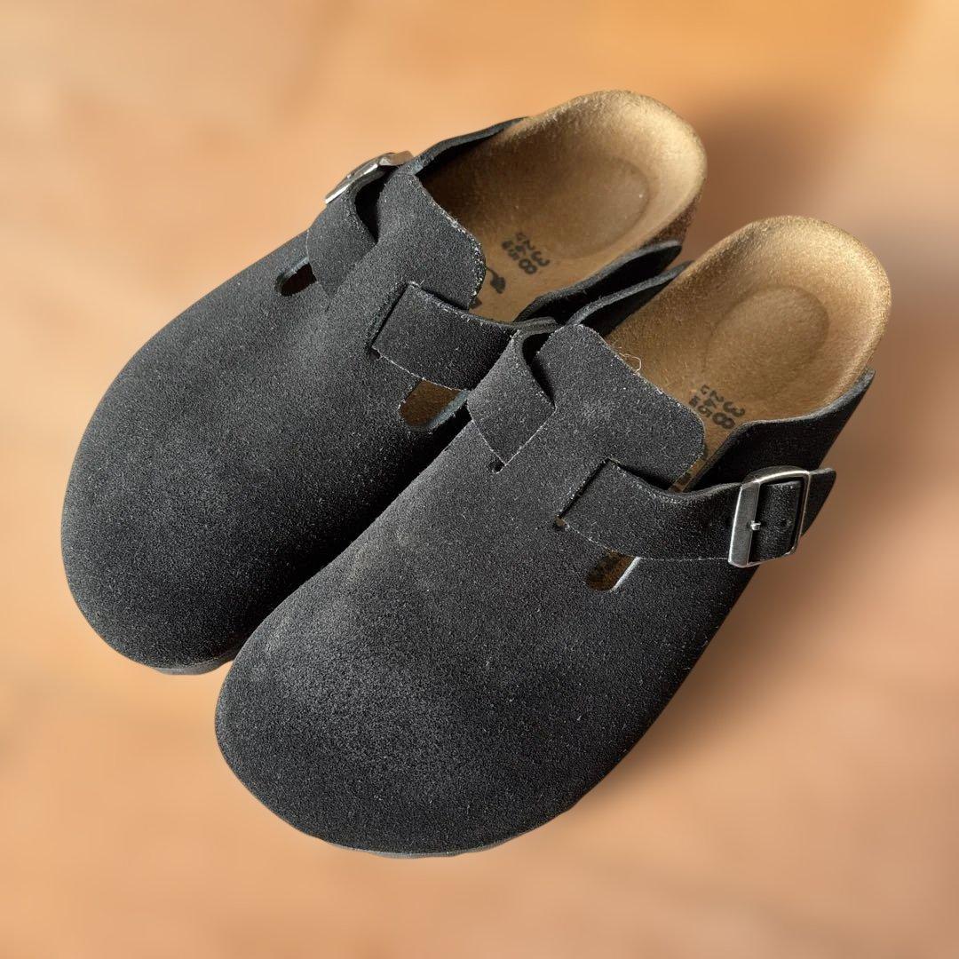 美品！ビルケンシュトック ボストン ブラック 38 24.5 スエード