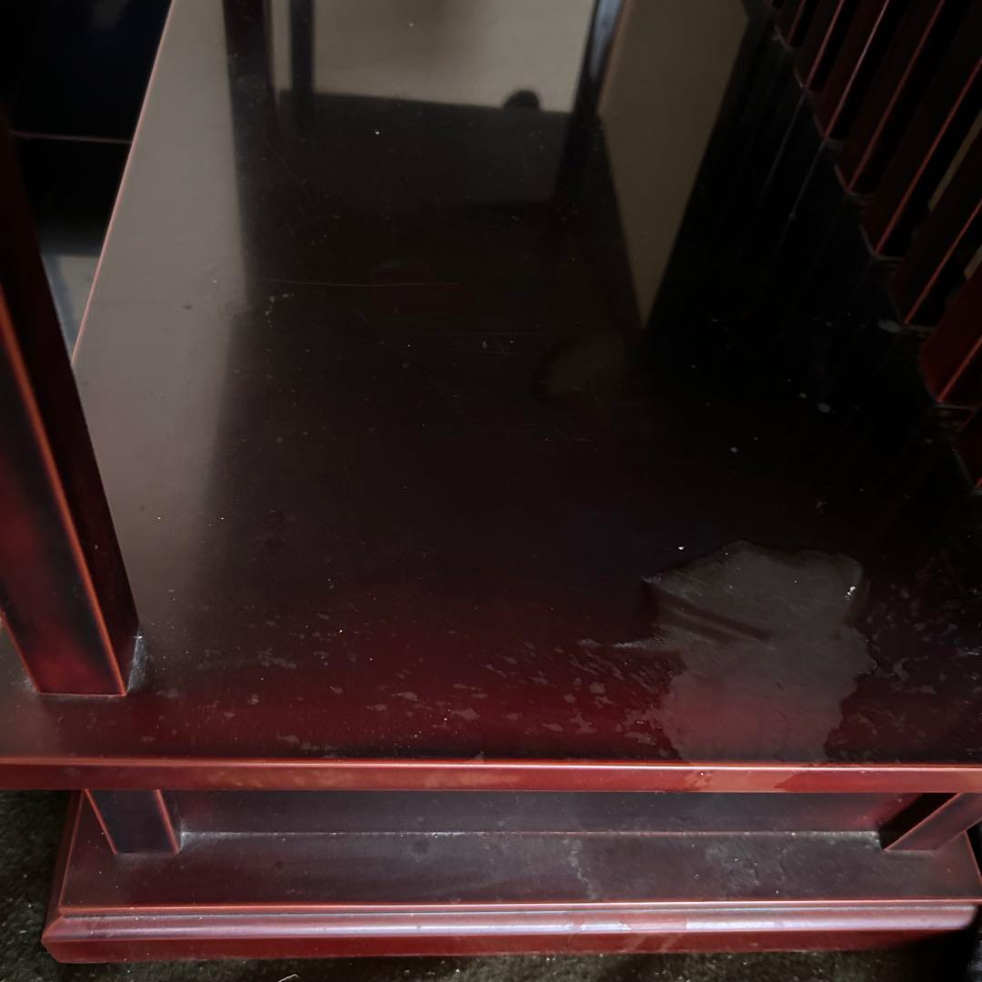 本漆　輪島塗　茶箪笥　モダンなデザイン　ワインレッド