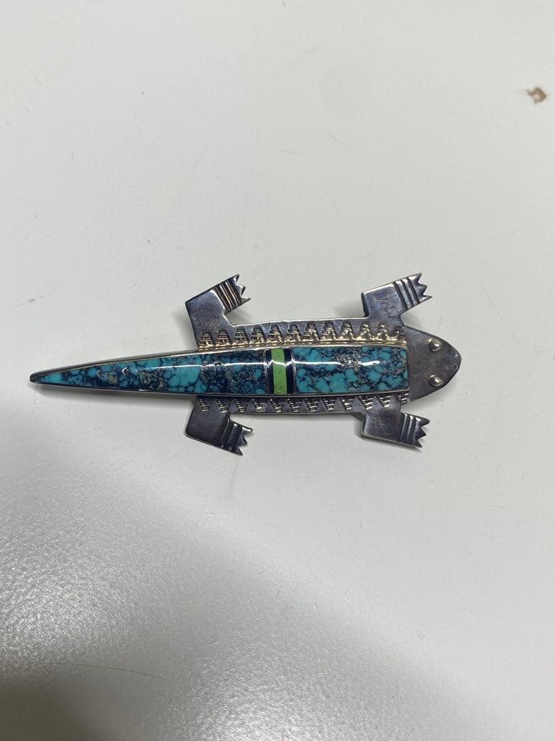 Navajo V@刻印　ターコイズ付きブローチ リザード最終値下げ