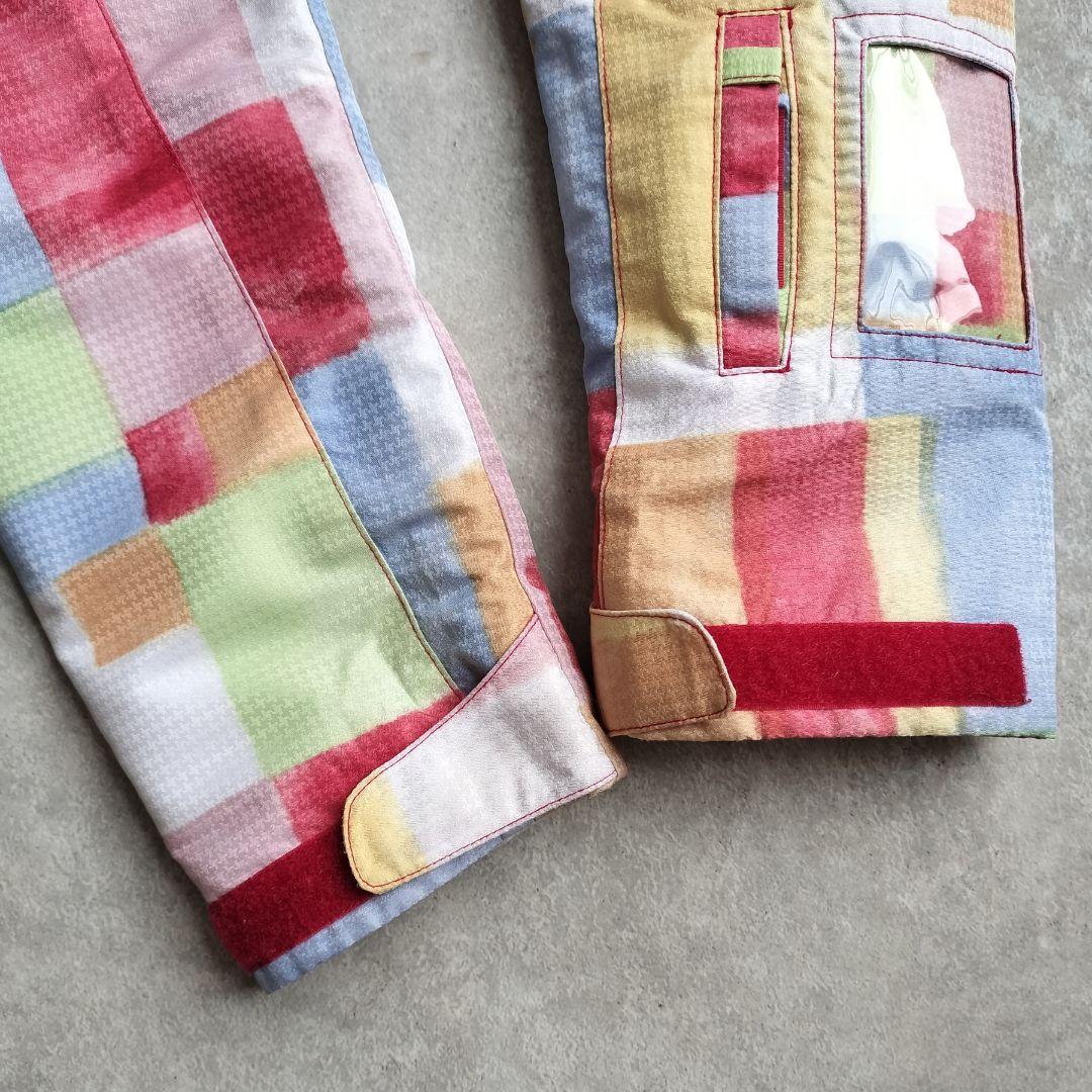 美品Phenix スキーウェア 女の子140 130 パステルチェック×紺 上下