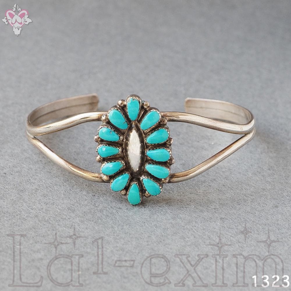 ターコイズ シルバー 刻印 ズニ インディアンジュエリー ブレスレット バングル