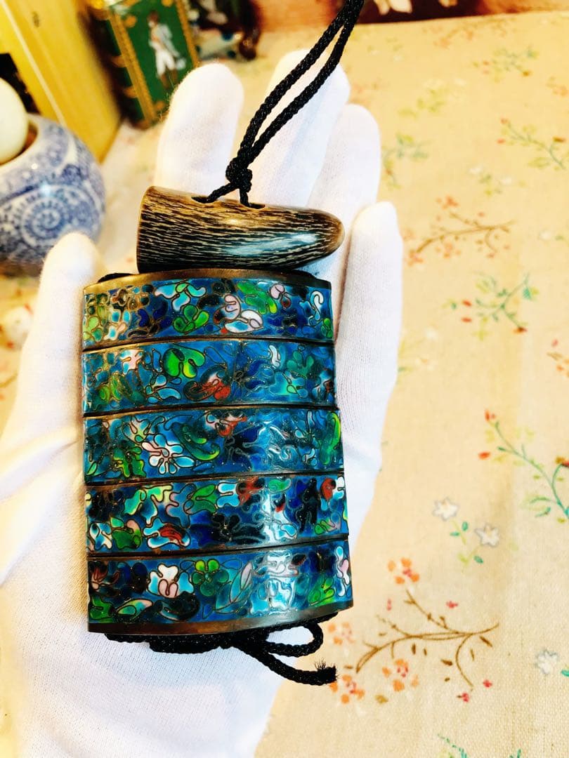 七宝焼 印籠　小物入　根付け