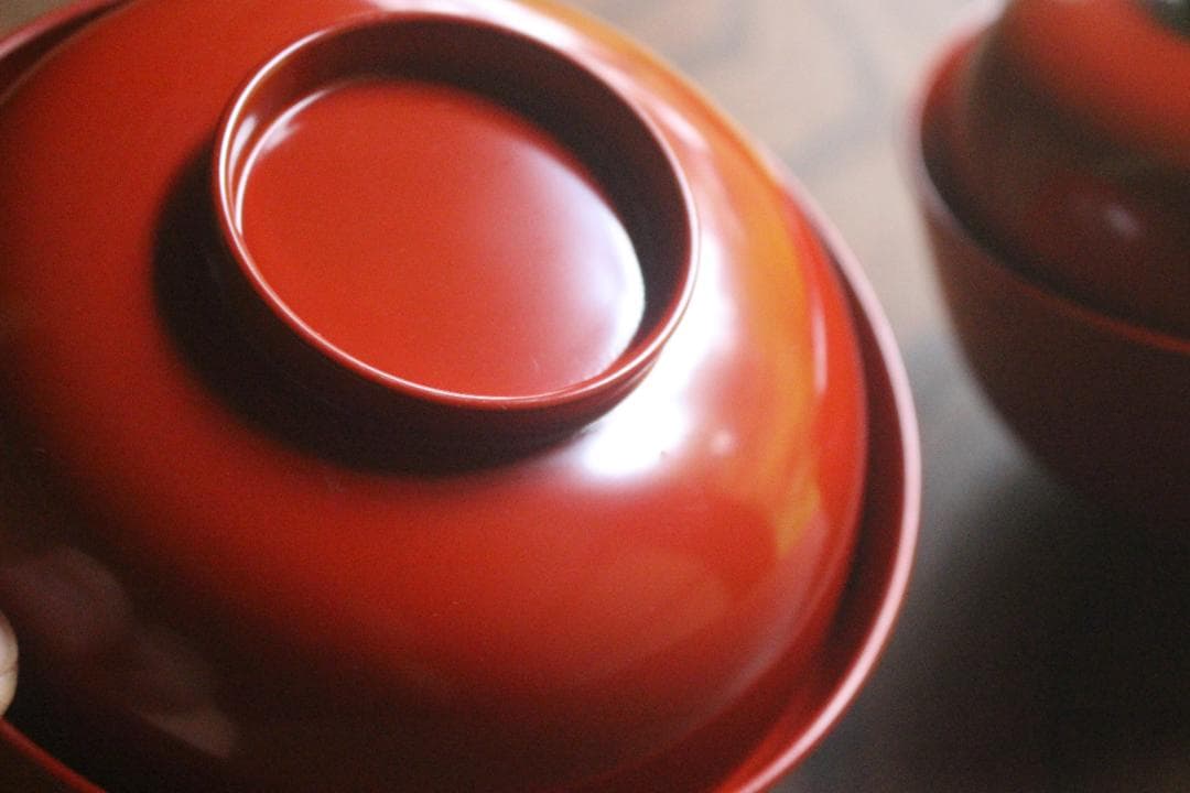 デッドストック！極上朱漆の美しい小丸椀（検輪島塗四つ椀懐石道具蒔絵椀