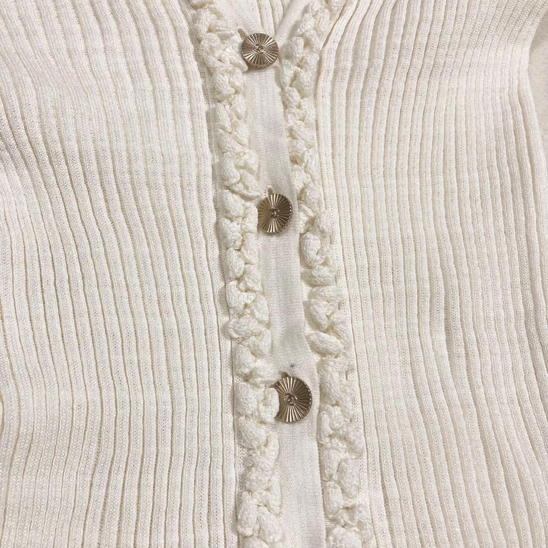 CHANEL シャネル ロングカーディガン アイボリー 40 ココボタン