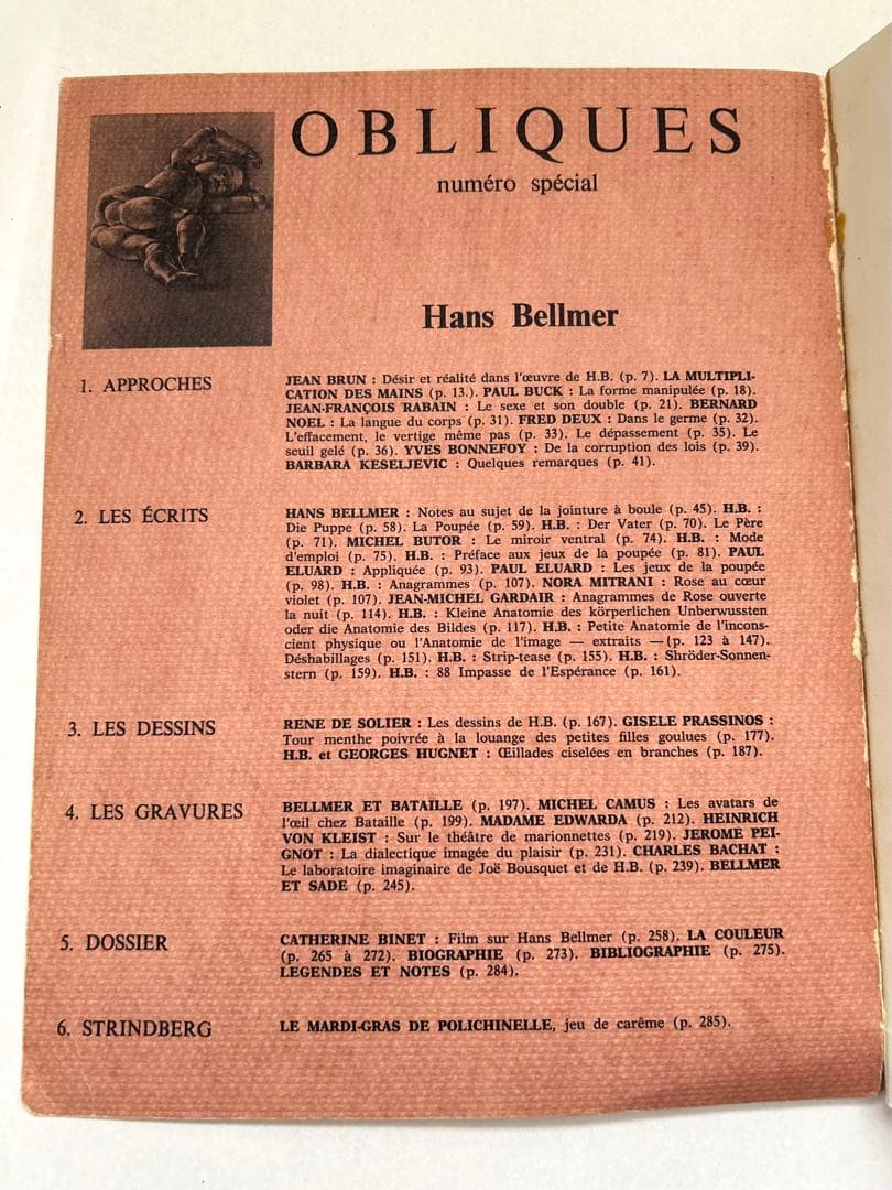 【希少】OBLIQUES Hans Bellmer Numero Special