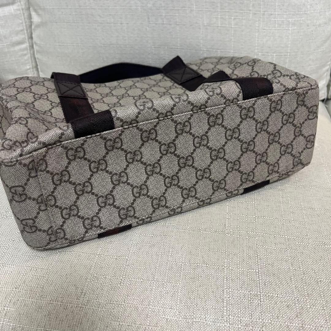GUCCI グッチ PVC トートバッグ GG柄 レザー ブラウン ハンドバック