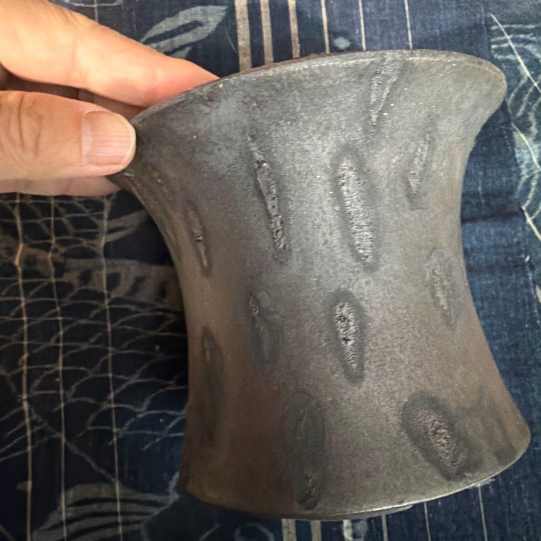 細川政己 植木鉢 シリンダータイプ　豹紋　中古