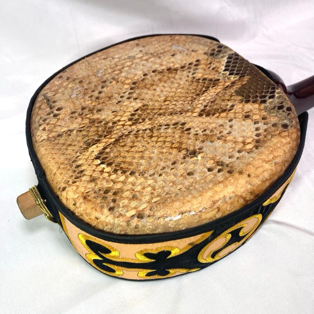 三線 沖縄 蛇革 本革 強化張り ソフトケース 付属品 和楽器 初心者 中級者