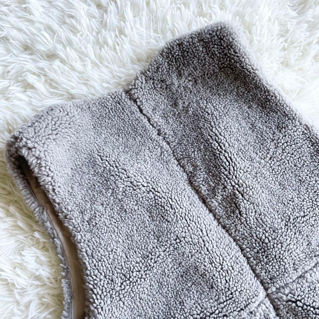 現行✨スリードッツ アップサイクルエコファー アウター　ベスト　ボア　灰色