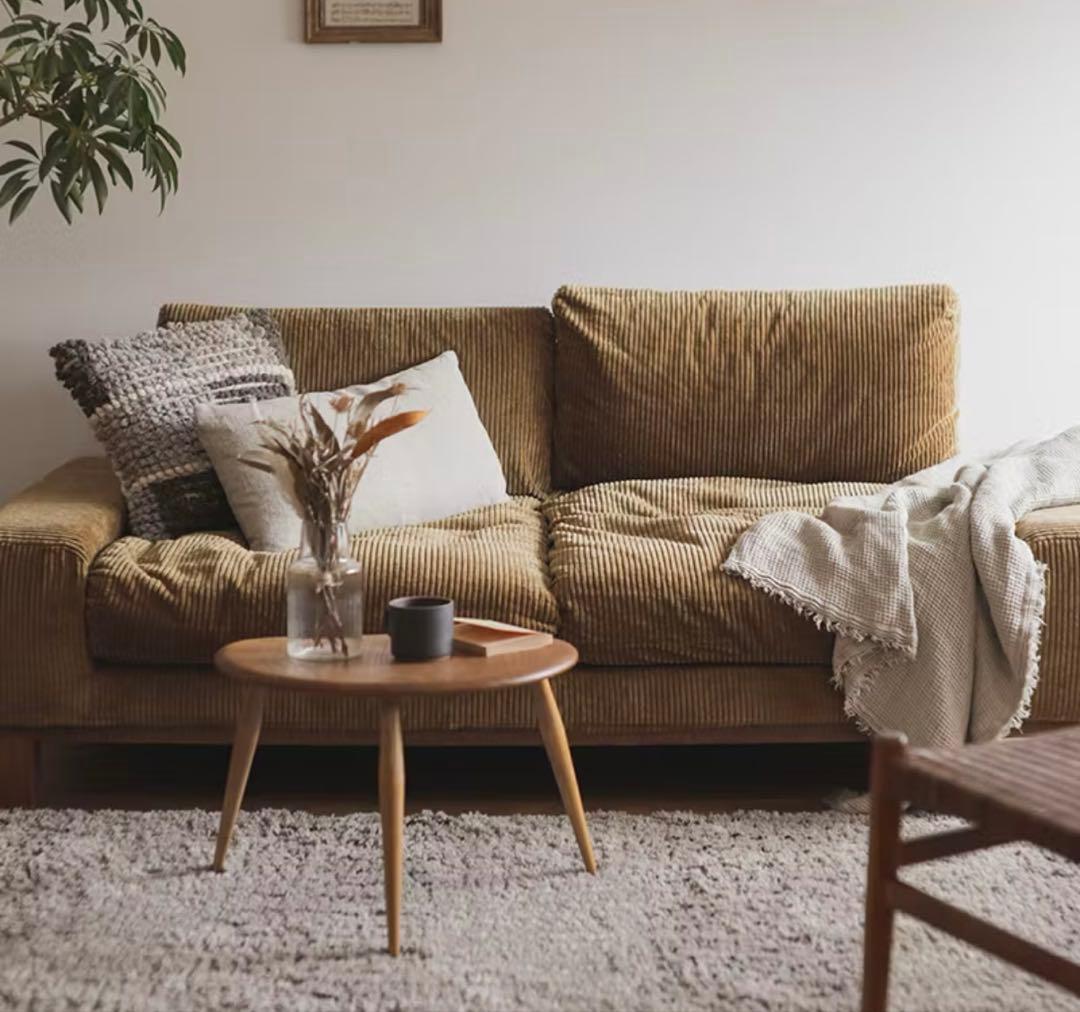 Re:CENOリセノ folk 3人掛けソファ　コーデュロイ　キャメル