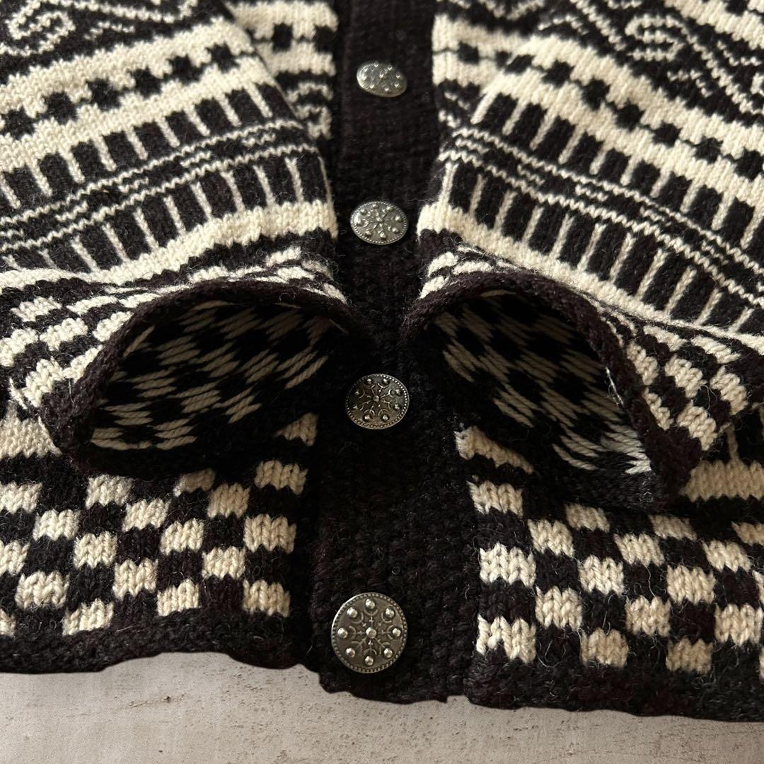 vintageノルディック柄ウールニットカーディガン北欧フェアアイルチロル古着