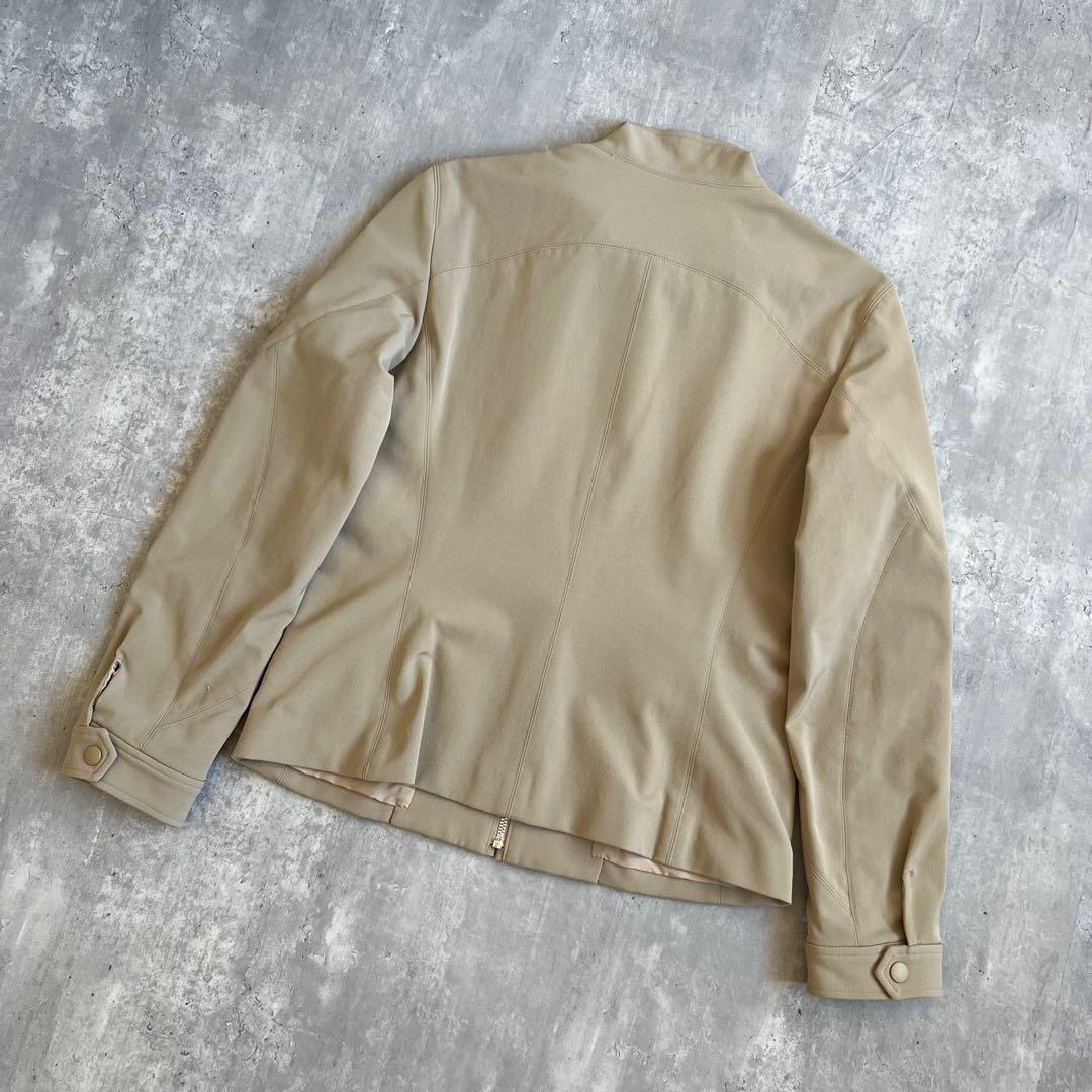 イッセイミヤケ　レーヨン混　スタンドカラージャケット　ベージュ　日本製　2サイズ