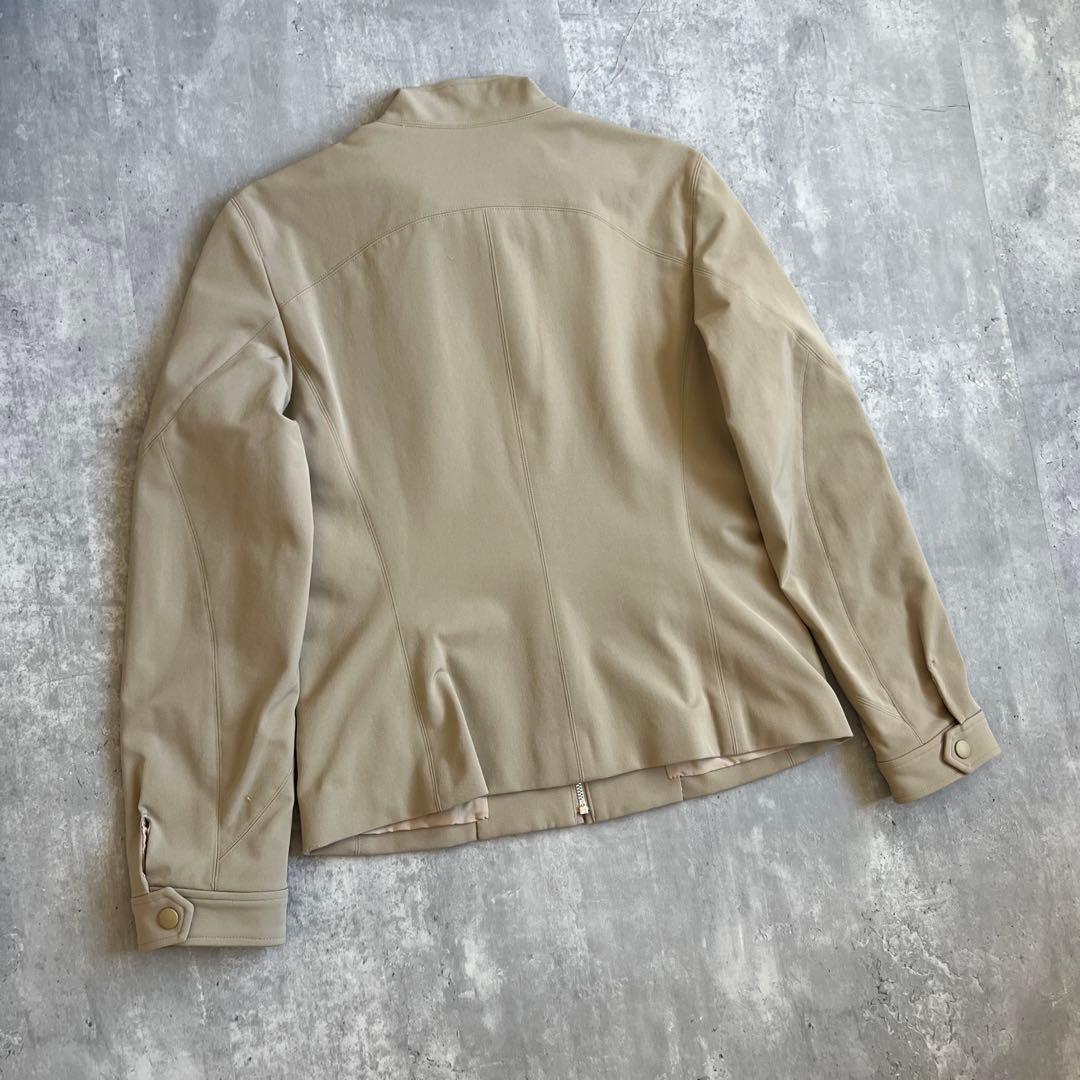 イッセイミヤケ　レーヨン混　スタンドカラージャケット　ベージュ　日本製　2サイズ