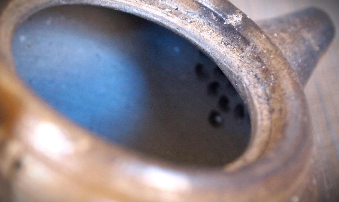 新品★竹内靖之【師：山本陶秀】★備前面取り急須（宝瓶）B