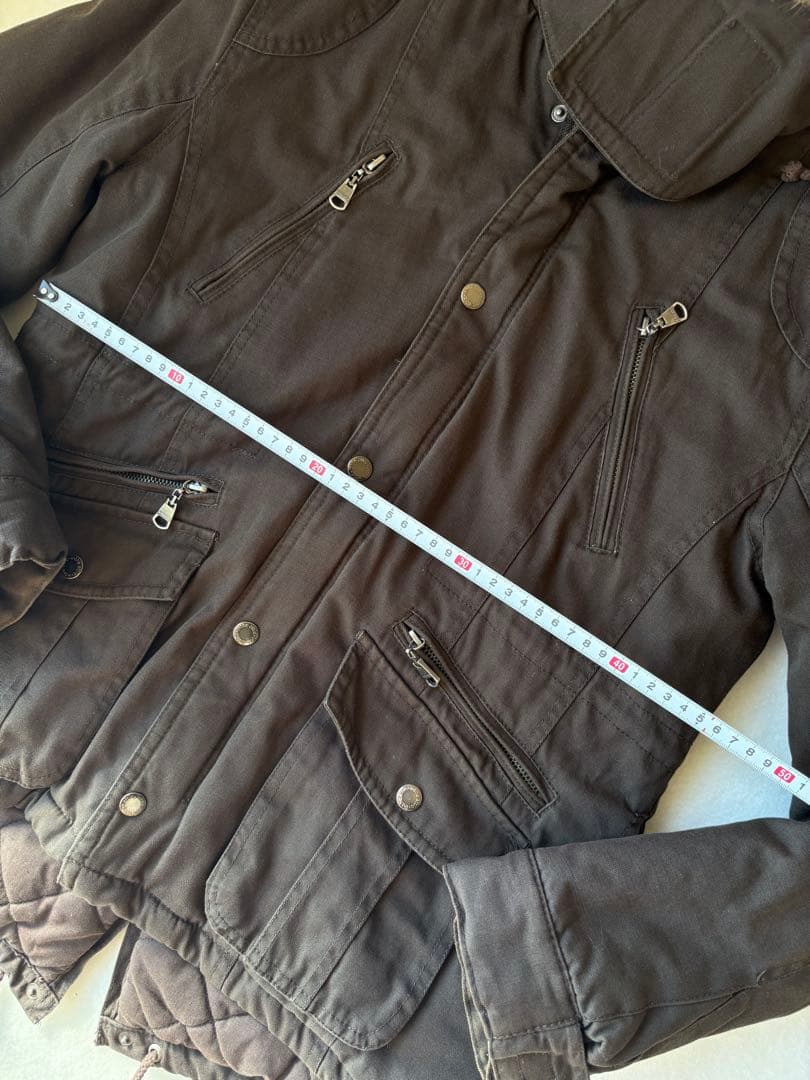 y2k平成ギャル 黒モッズ　ミリタリーフード　ギミック ダークコア小悪魔 ファー