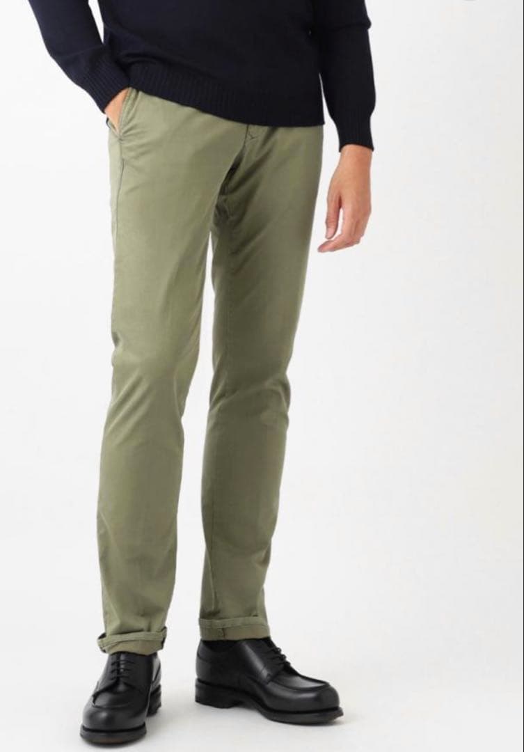 【美品】INCOTEX メンズ 製品染め パンツ 46 M 79cm 薄カーキ